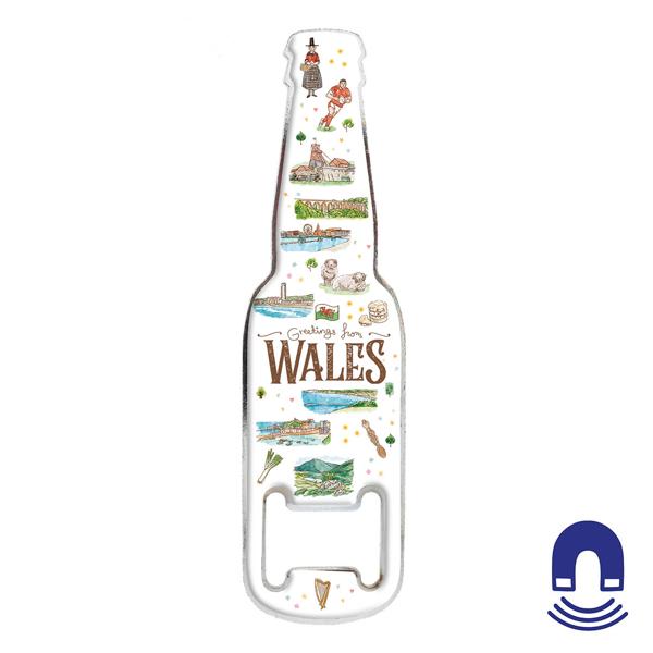 Bottle Opener Magnet Wales Aquarelle