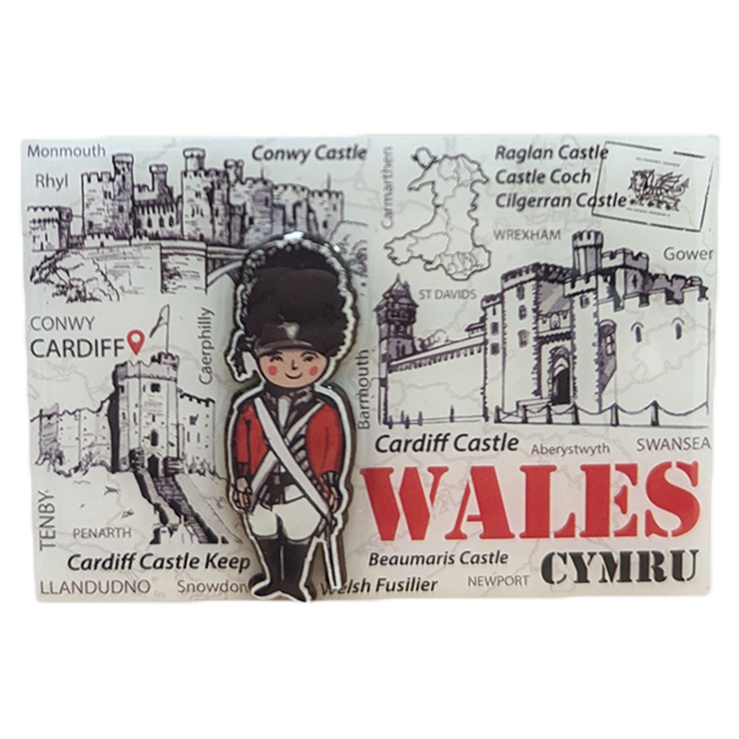 Wales Cymru Landmark Drawings 3D Epoxy Magnet (3DEM002)