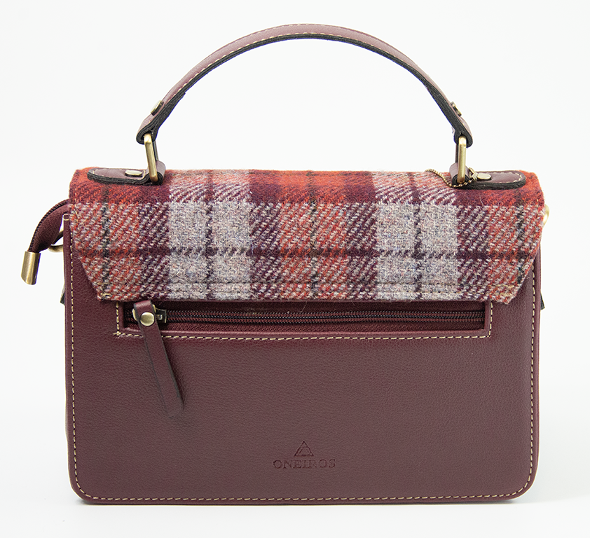 Harris Tweed Medium Satchel Bag DPX-05/Maroon