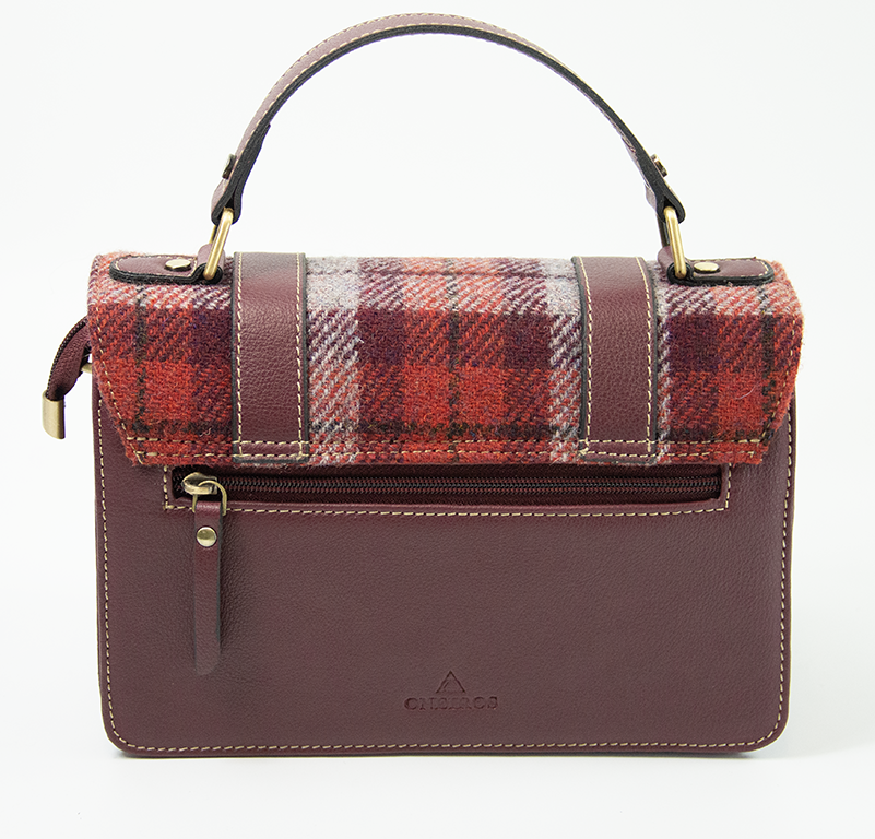 Harris Tweed Medium Satchel Bag DPX-05/Maroon