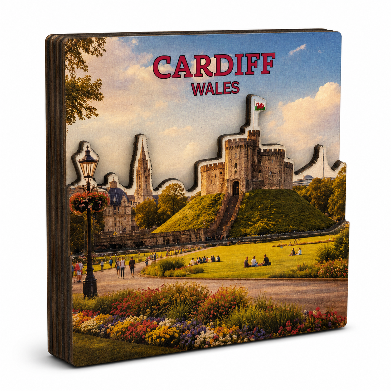 Cardiff Green Castle Square MDF Magnet