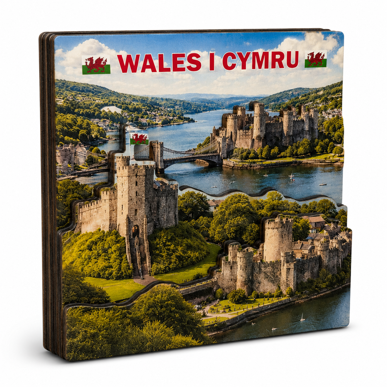 Wales Castles Square MDF Magnet