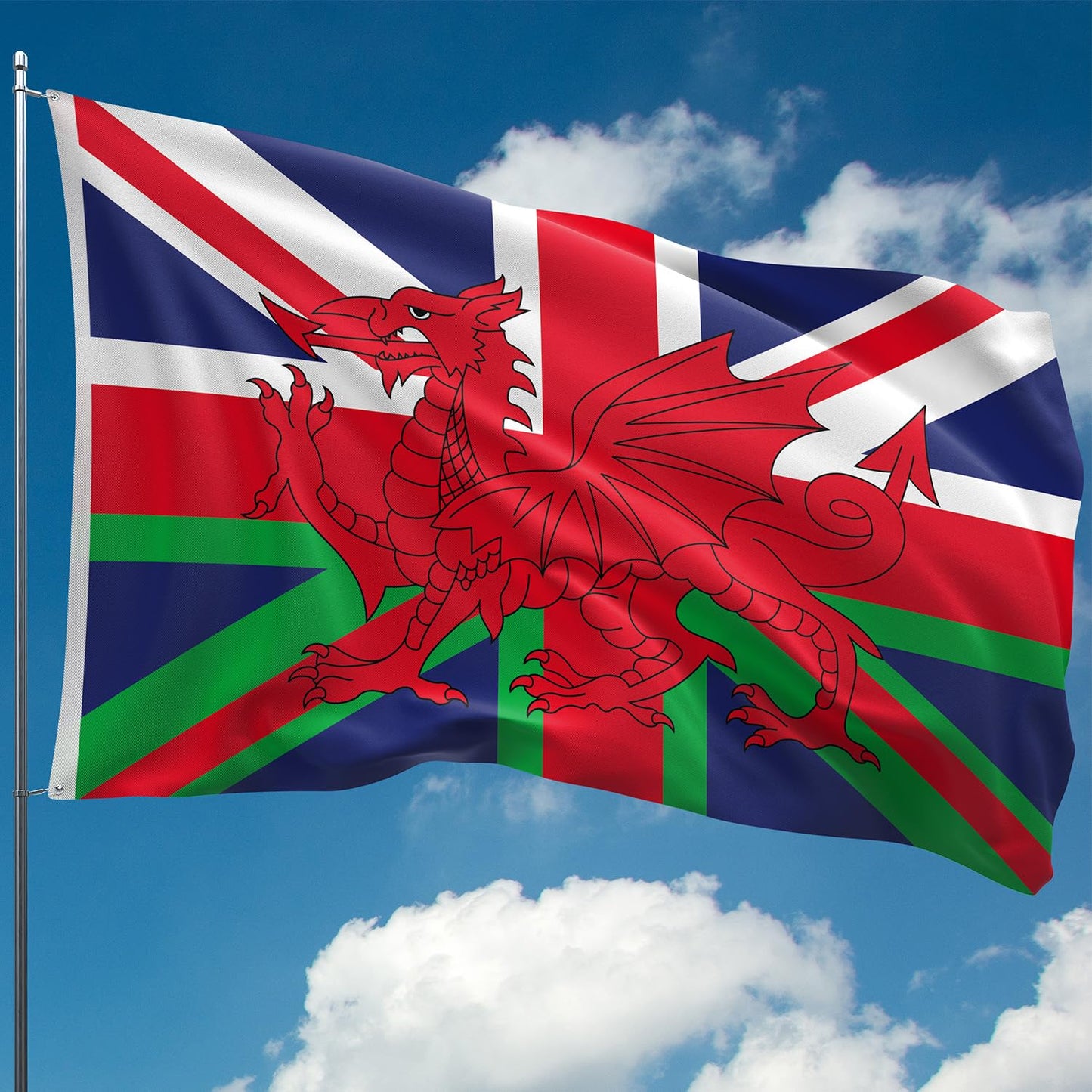 Union Jack Welsh Dragon Flag 5x3