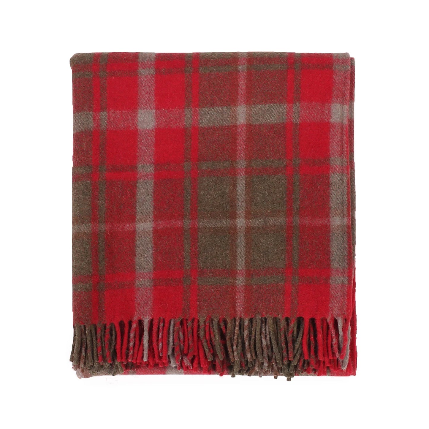 Welsh Woollens Recycled Wool Tartan Blanket Throw - Dark Maple