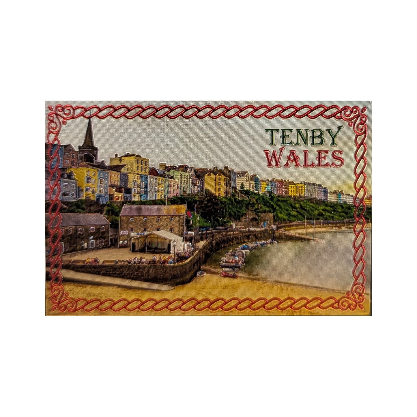Wales Tenby Vintage Houses Foil Magnet