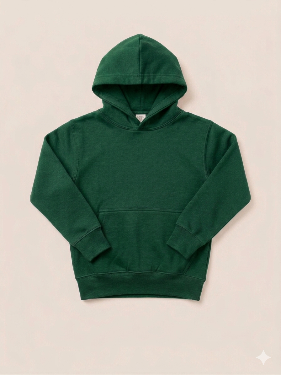 Kids Plain Hoodie - Green