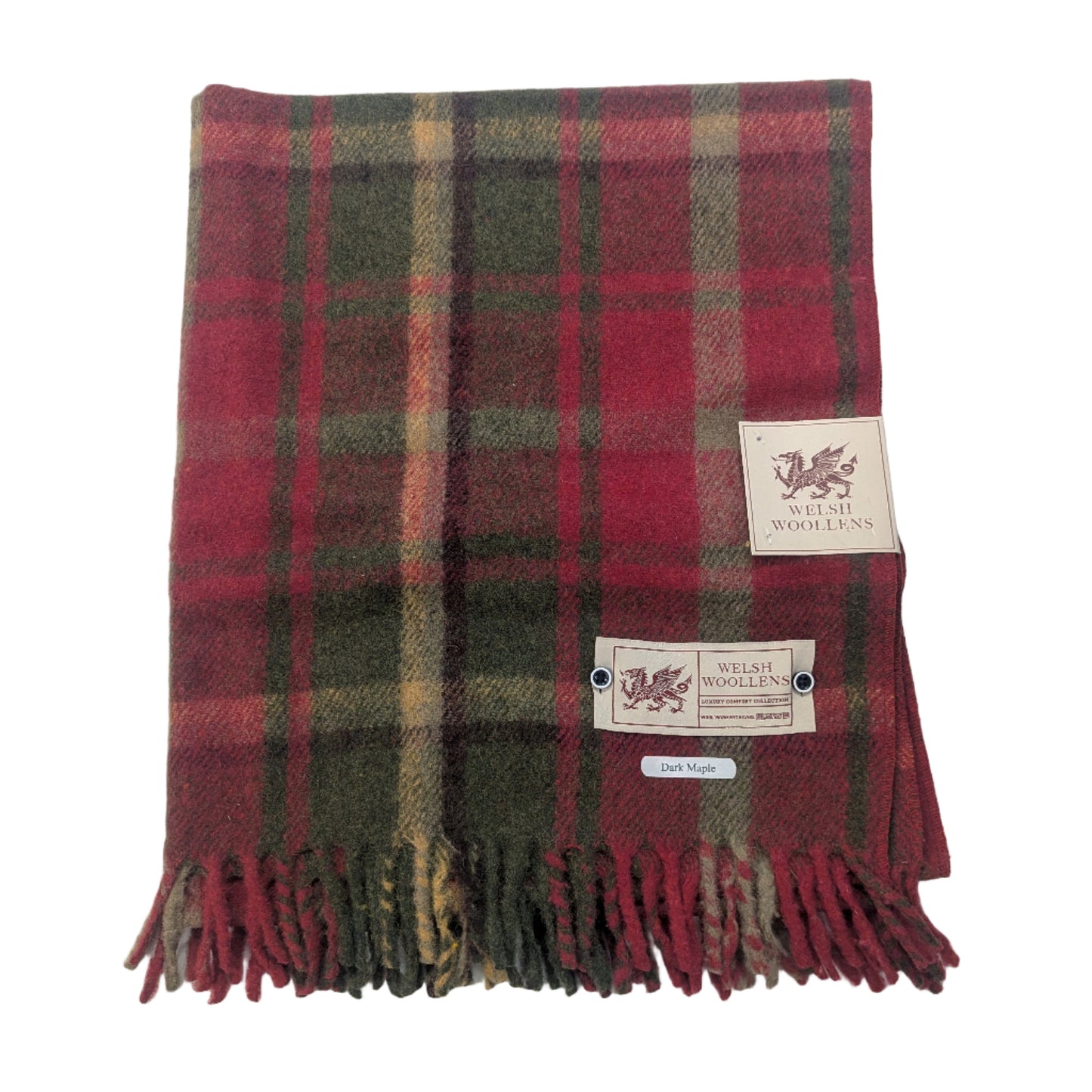 Welsh Woollens Wool Knee Blanket/Throw Dark Maple Tartan