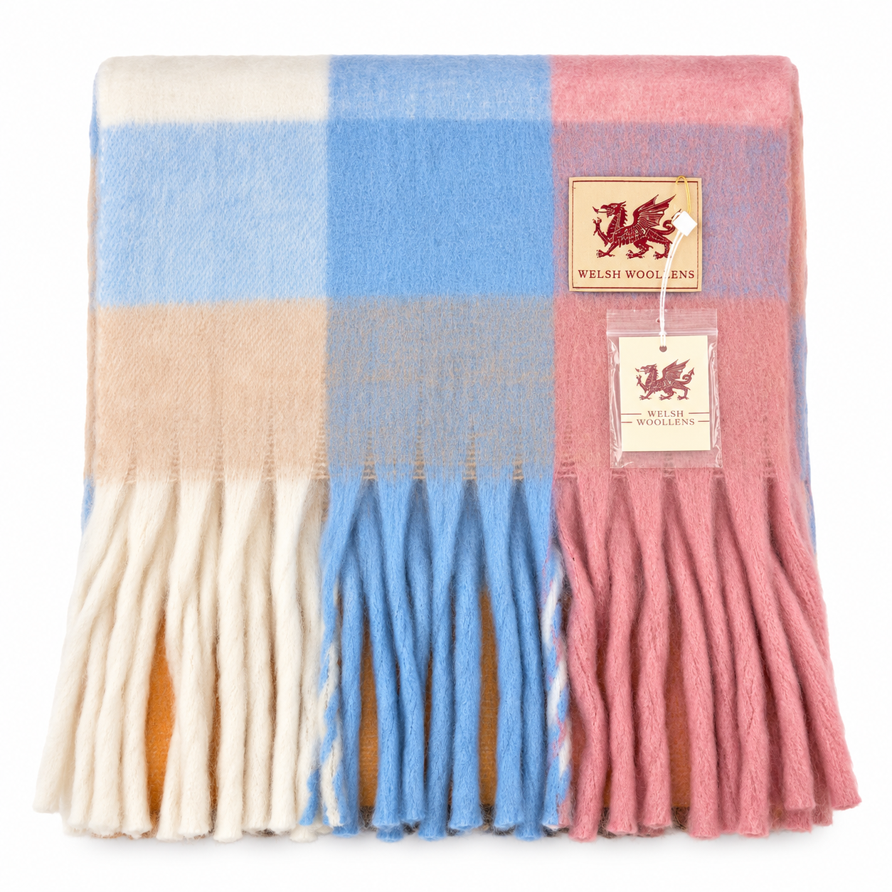 Welsh Woollens Tartan Blanket Scarf Pastel Check