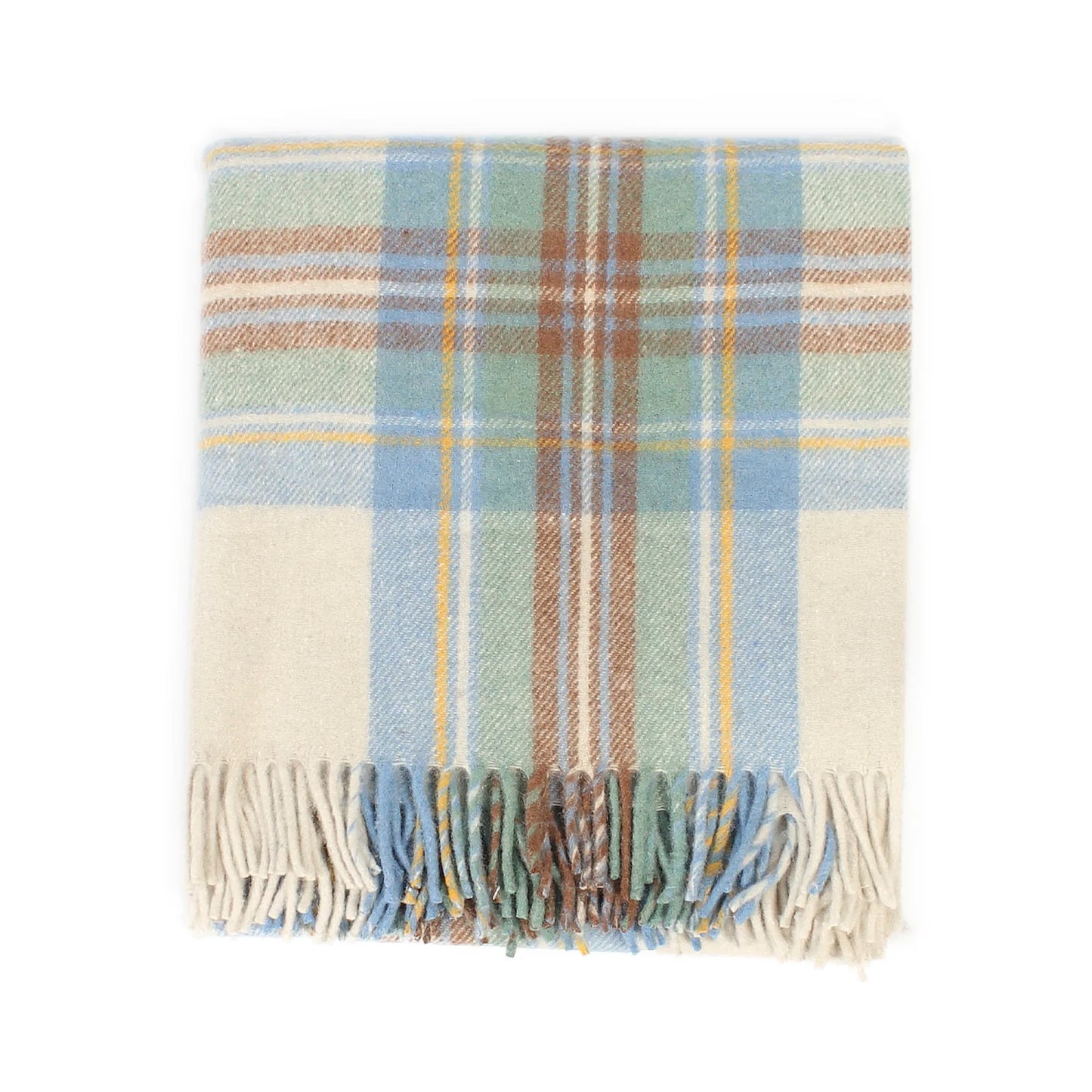 Welsh Woollens Recycled Wool Tartan Blanket Throw - Stewart Muted Blue