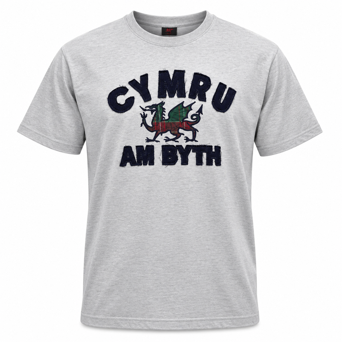 Grey Applique Am Byth T-Shirt