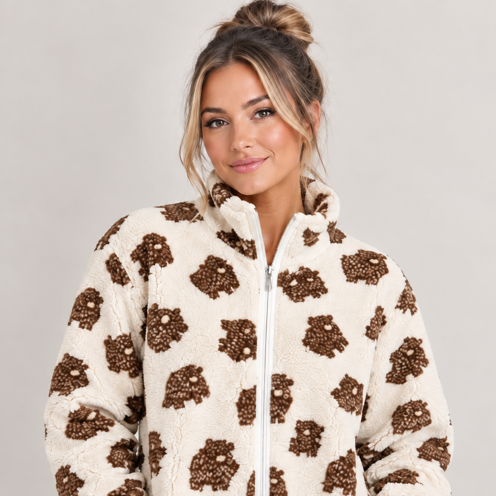 Off-White Highland Cow Fleeced Full Zip Sweatshirt