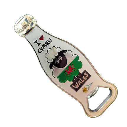 Wales Love Sheep Bottle Opener Magnet (Bottle Shape)