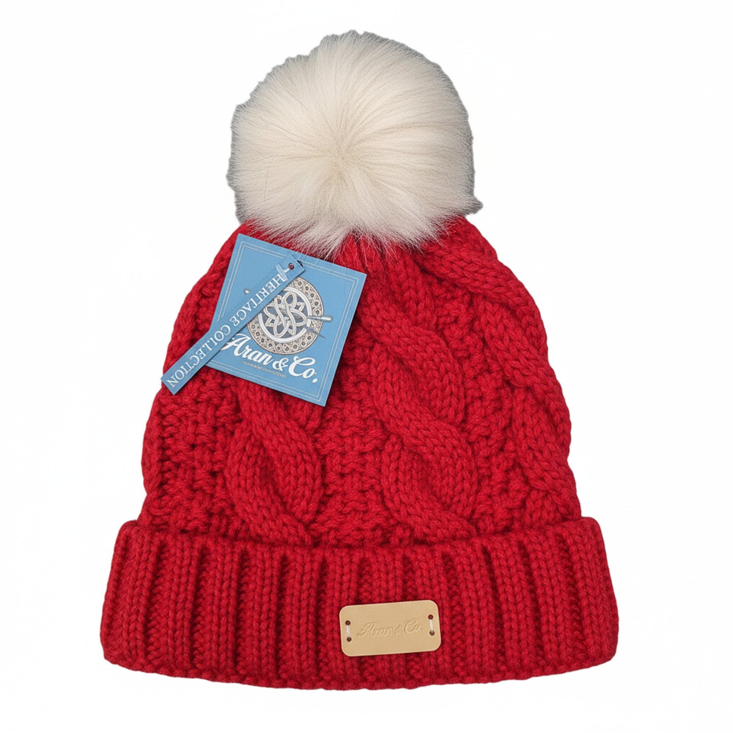 Aran Ladies Pom Pom Hat