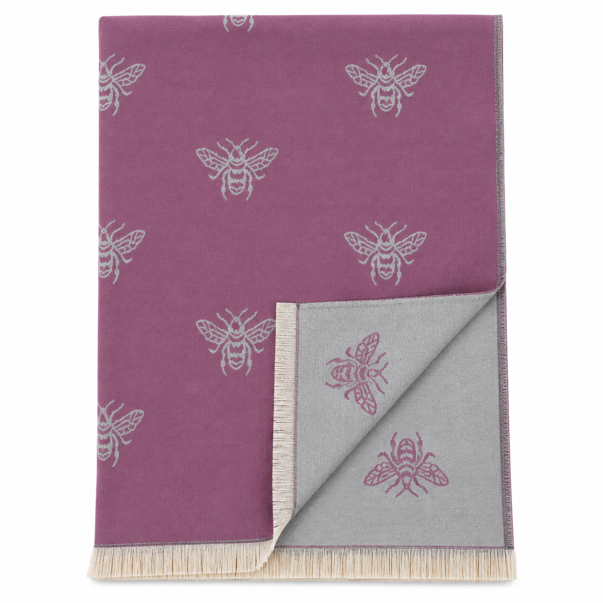Welsh Woollens Bee Super Soft Stole Purple/Light Grey