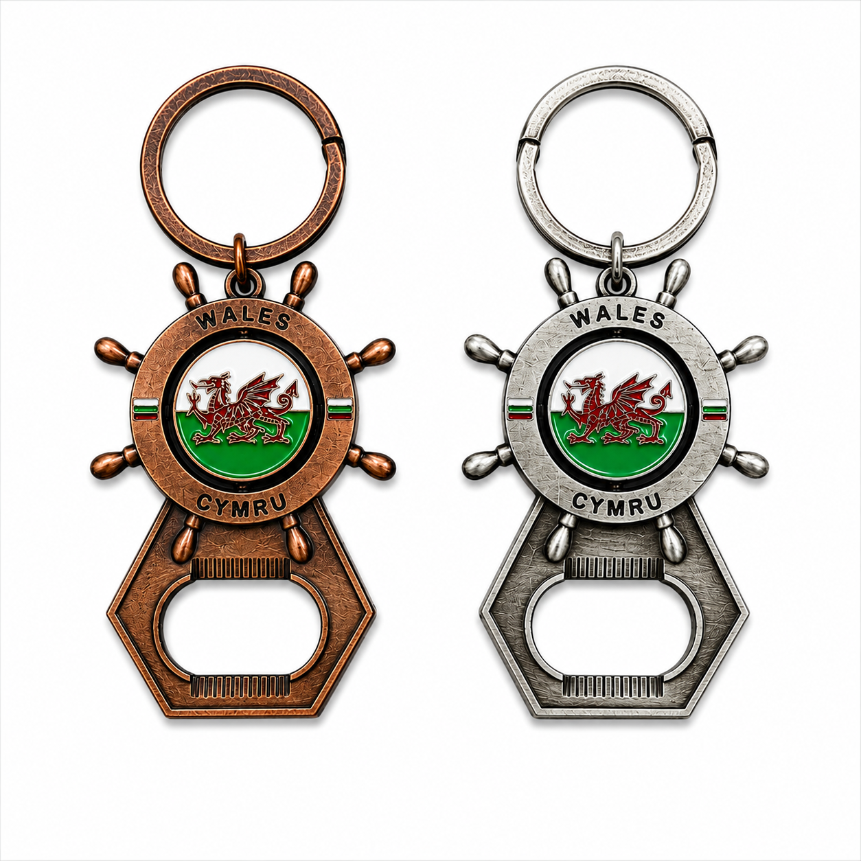 SB Wales Spinning Rotary Bottle Opener Keyring