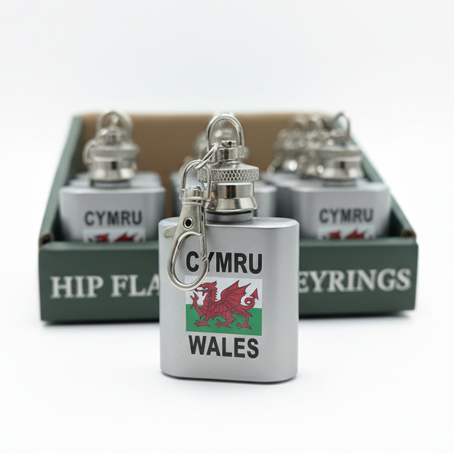 Cymru Wales Hip Flask Keyring 1oz