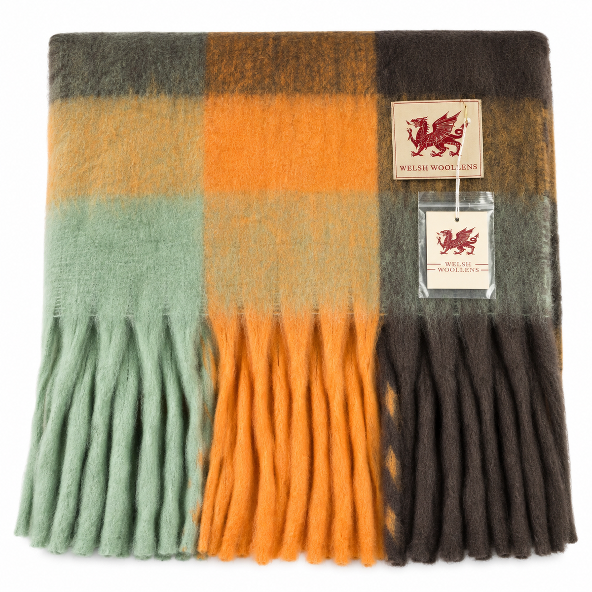 Welsh Woollens Tartan Blanket Scarf Spice Check