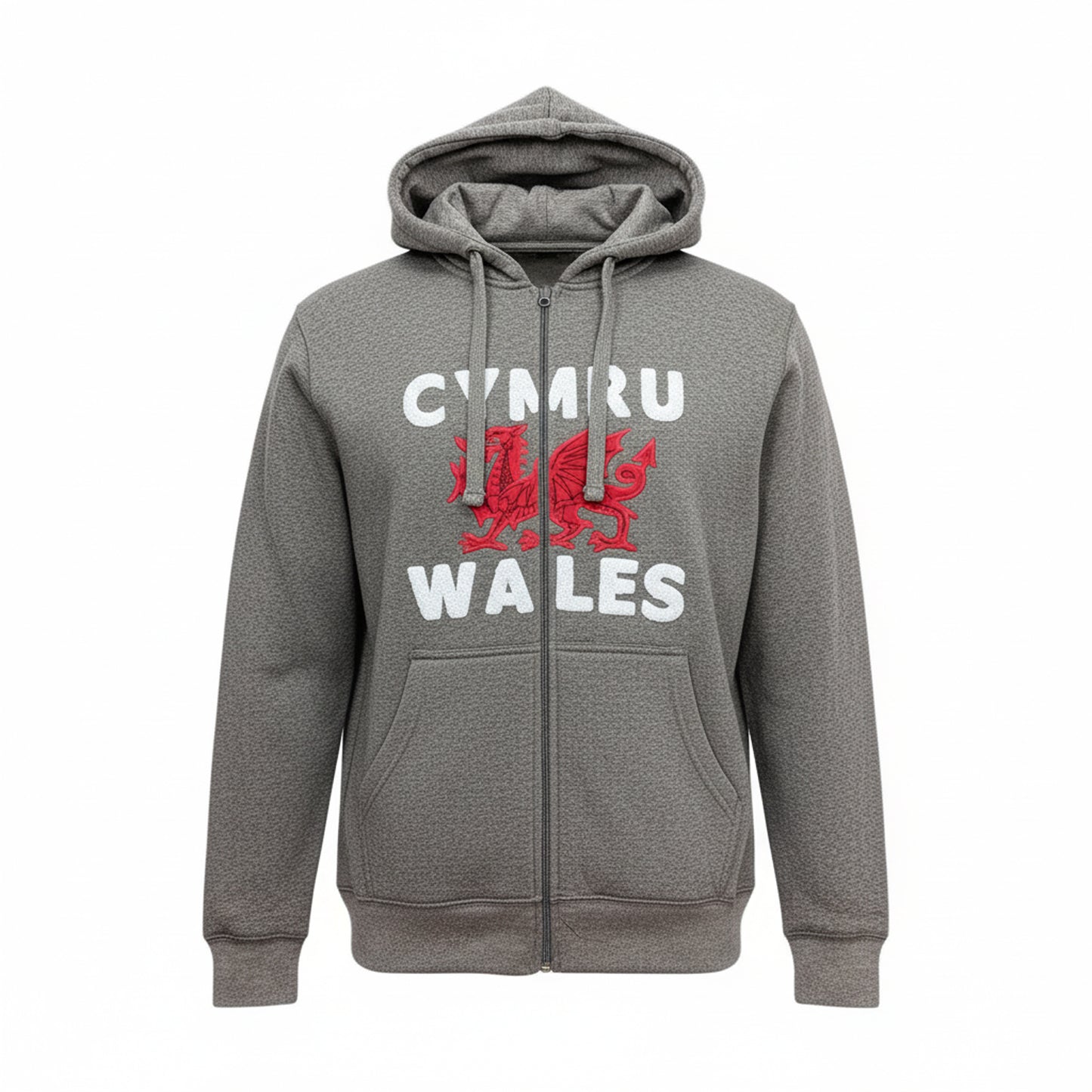 Cymru Wales Towelling Full Zip Marl Hoodie