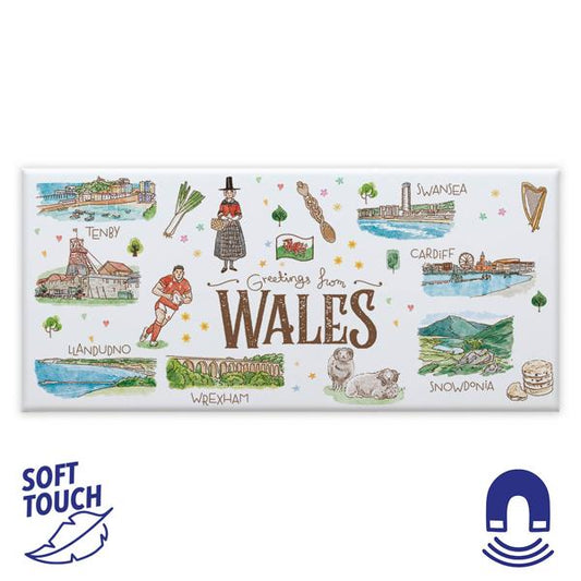 Postcard Magnet 120x54mm Soft Touch Finish Wales Aquarelle 0024