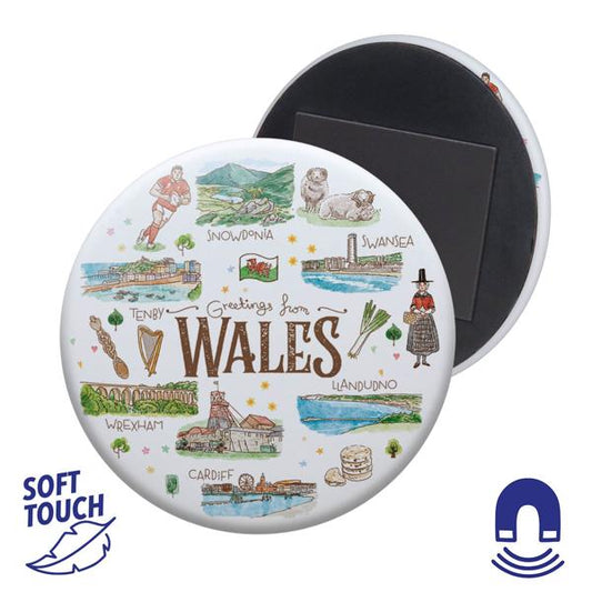 Round Magnet Soft Touch Finish Wales Aquarelle
