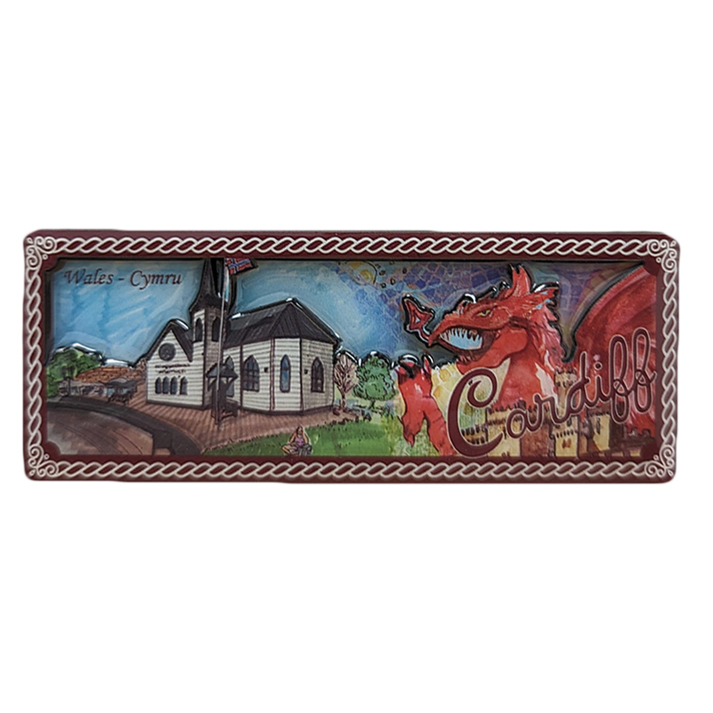 Cardiff Dragon Painting Landscape 3D Epoxy Magnet (3DEM033)