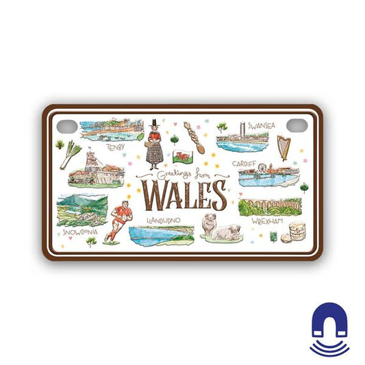 Metal Plate Magnet Wales Aquarelle