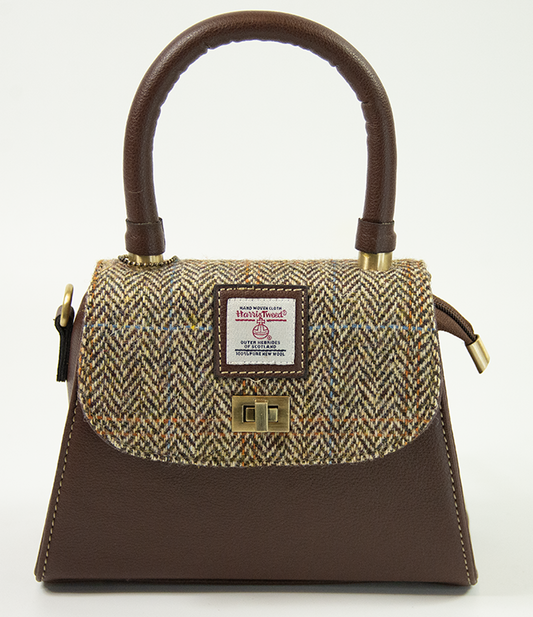 Harris Tweed Small Satchel Bag 7/Brown