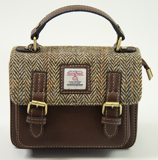 Harris Tweed Mini Satchel Bag 7/Brown