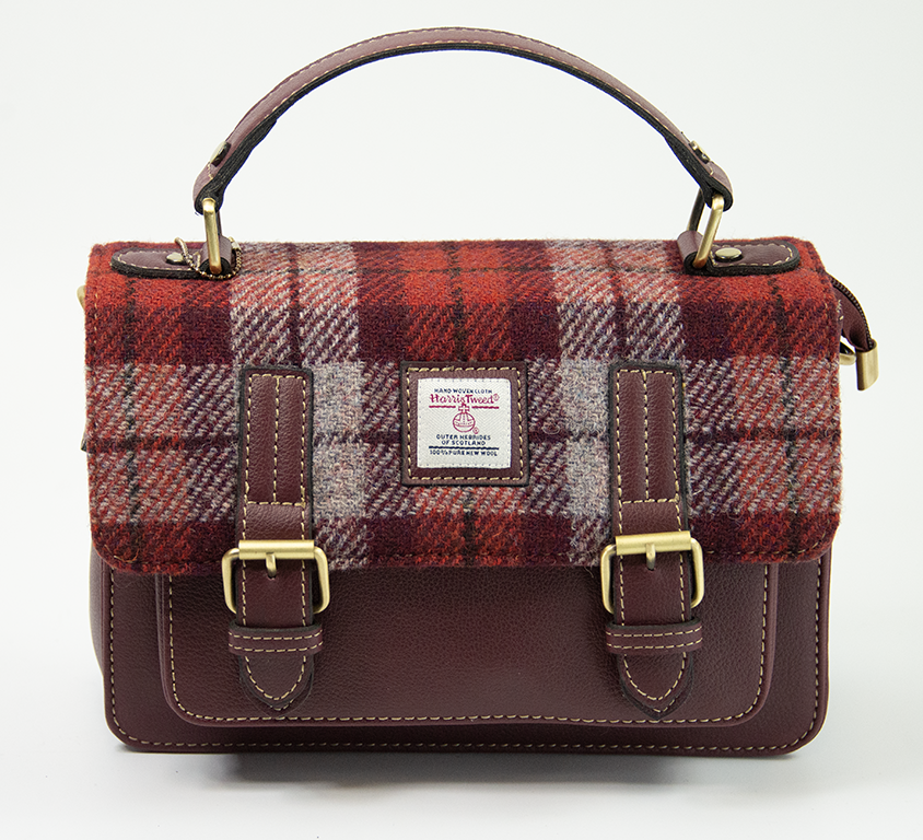 Harris Tweed Medium Satchel Bag DPX-05/Maroon