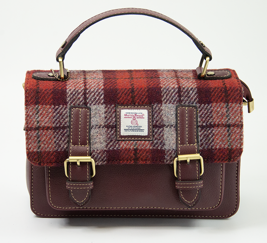 Harris Tweed Medium Satchel Bag DPX-05/Maroon