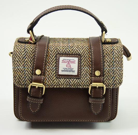 Harris Tweed Mini Satchel Bag 7/Brown