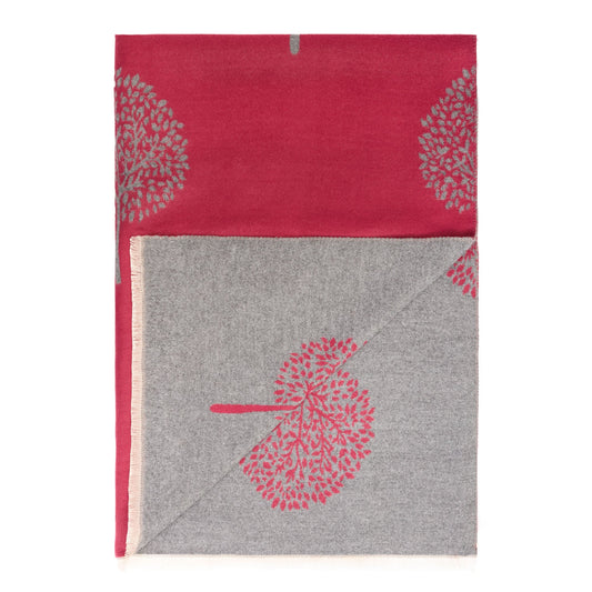 Welsh Woollens Mini Tree Super Soft Stole Burgundy/Grey