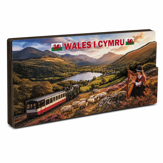 Wales Cymru Tram & Mountains Rectangular MDF Magnet