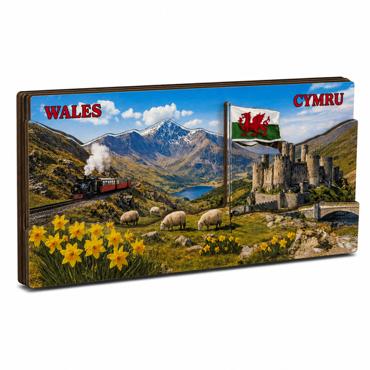 Wales Cymru Train & Castle Rectangular MDF Magnet