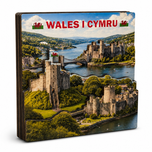 Wales Castles Square MDF Magnet