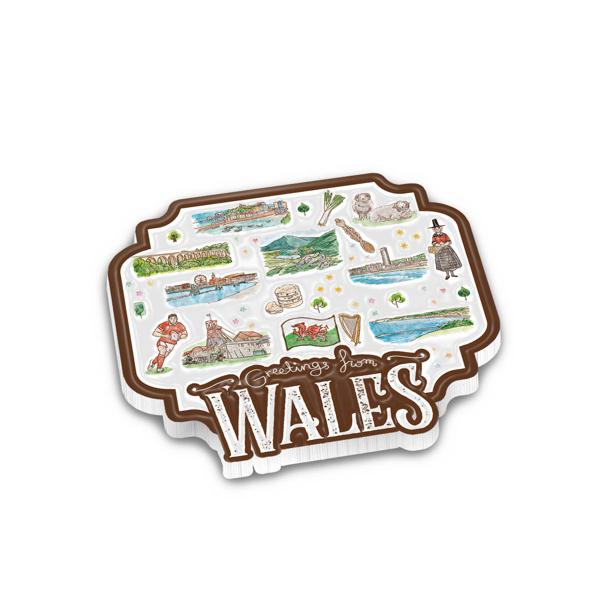 Printed Relief Magnet Wales Aquarelle