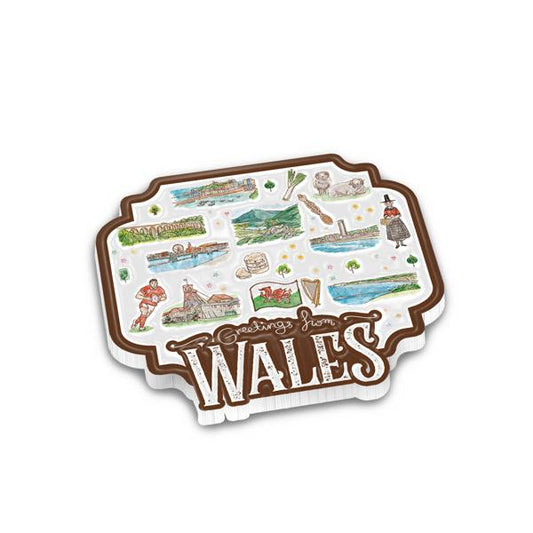 Printed Relief Magnet Wales Aquarelle