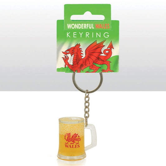 Wales Dragon Mini Tankard Liquid Filled Keyring