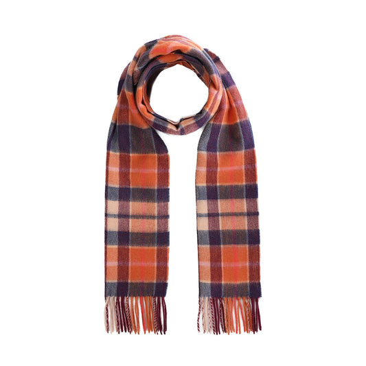 Welsh Woollens 100% Lambswool Scarf Cragg Check Ginger