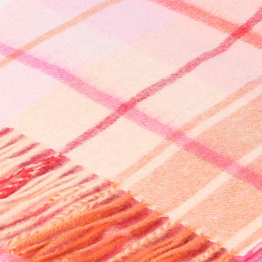 Welsh Woollens 100% Lambswool Scarf Mill Check Ginger