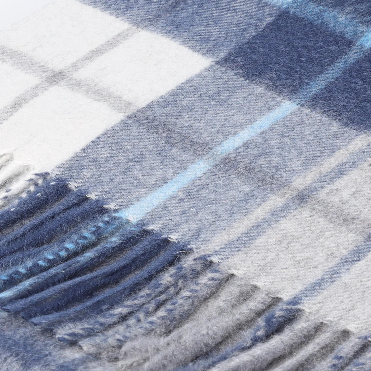 Welsh Woollens 100% Lambswool Scarf Mill Check Navy