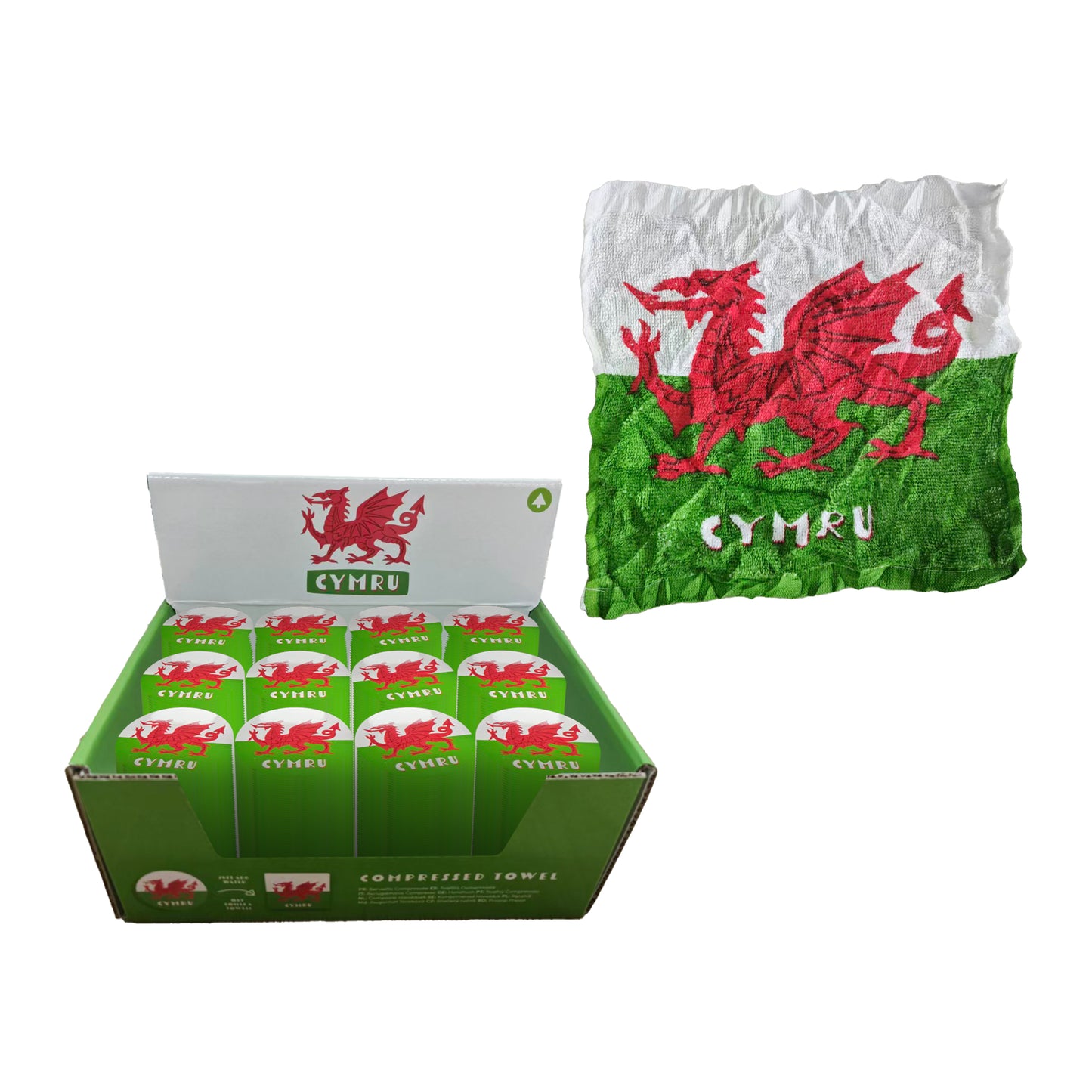 Welsh Dragon Wales Compressed Travel Towel