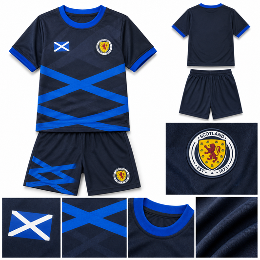 Kids Gray Scotland Navy Football Kit