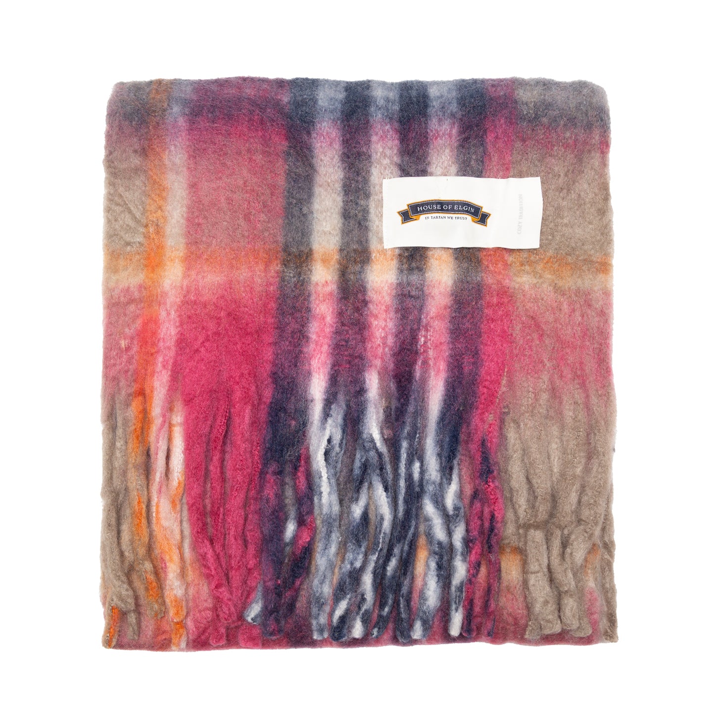 House of Elgin Tartan Blanket Scarf Astral Raspberry