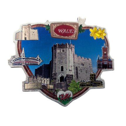 Wales Heart Landmarks Foil Magnet