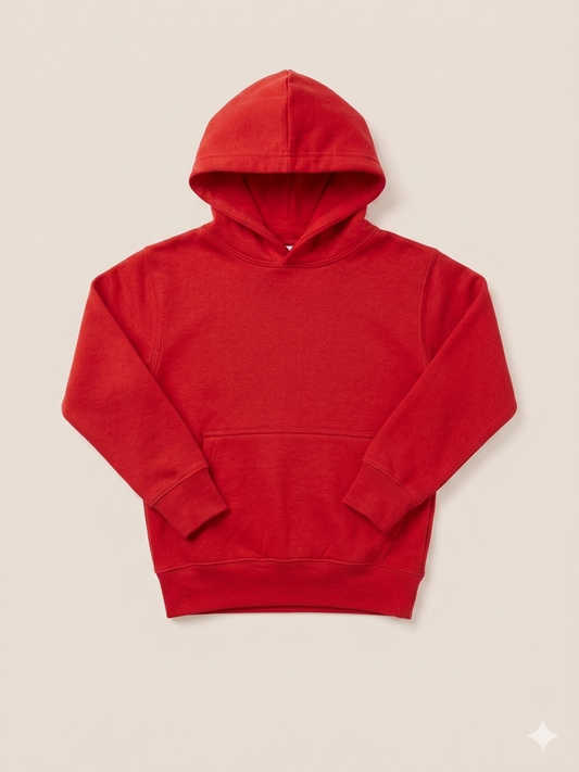 Kids Plain Hoodie - Red
