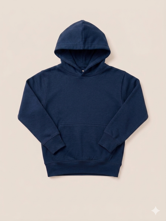 Kids Plain Hoodie - Navy