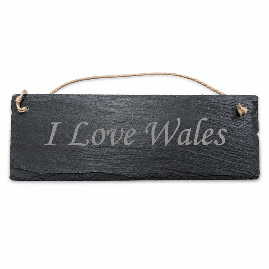 I Love Wales Rectangle Slate Sign