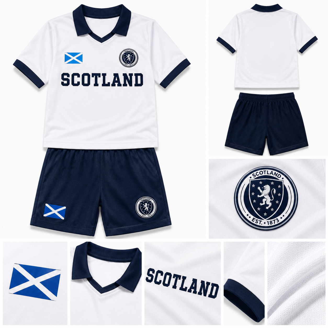 Kids Lewis Scotland Navy Collared Football Kit