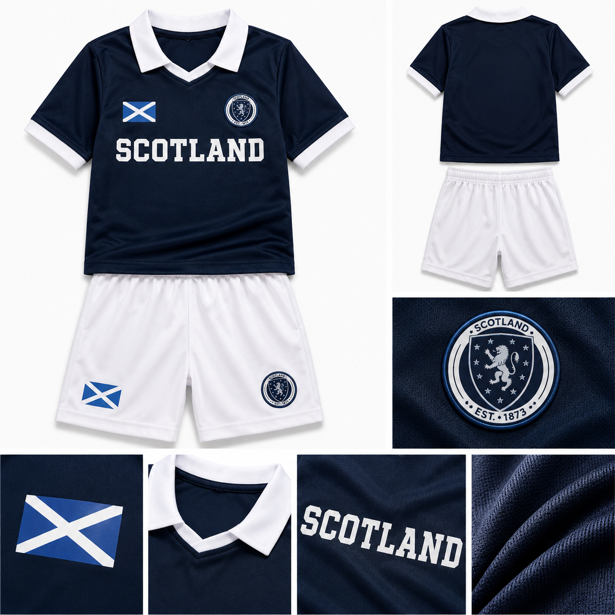 Kids Lewis Scotland Navy Collared Football Kit
